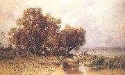 Meszoly, Geza Fishermens Hut at the Lake Balaton oil painting